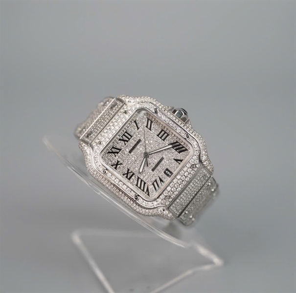 Đồng hồ Cartier mặt vuông quai full kim cương (145656ZX) sz38 (HC) +