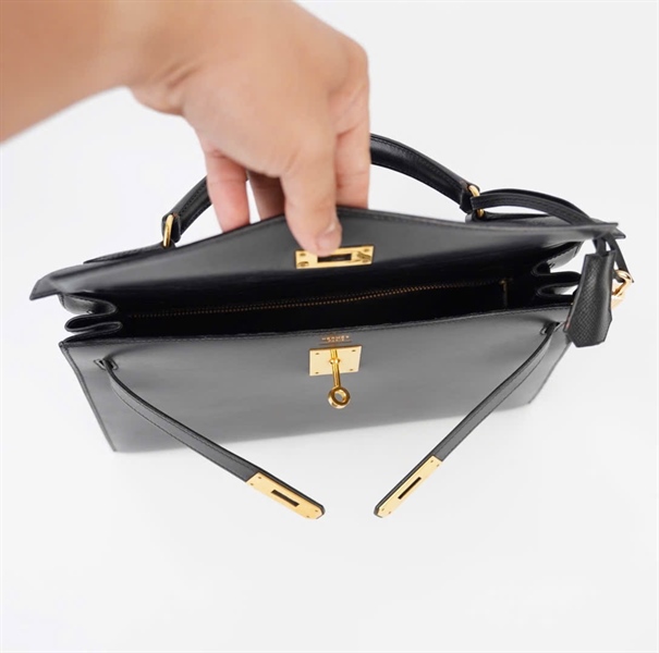 Túi Hermes đen khóa mạ vàng 24k (ổ + chìa) (Circle V (1992)) KG+