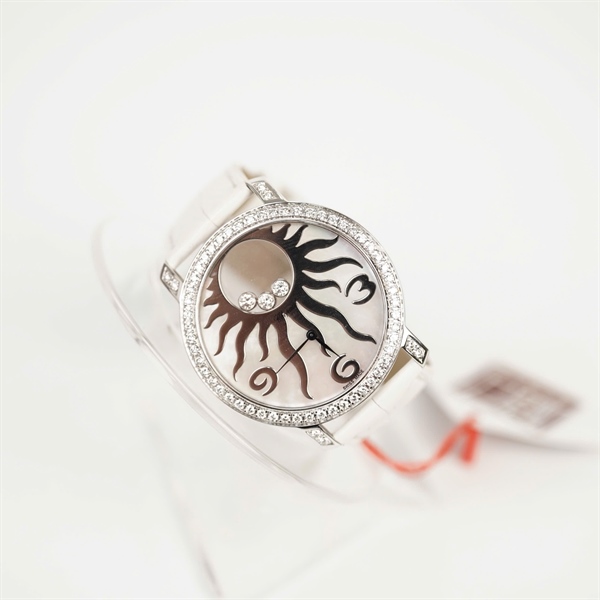 Đồng hồ Chopard mặt tròn đính đá dây trắng (1330909) (HC) +