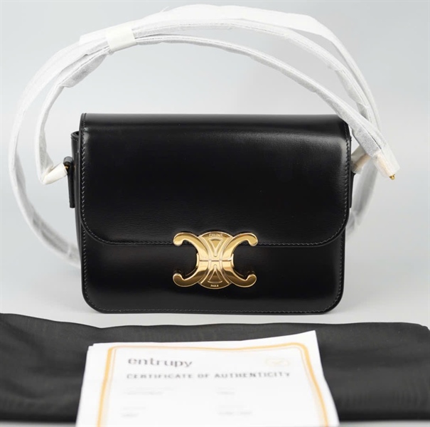 Túi Celine Triomphe đen bóng (U-RG-4203) sz18 (A-T) KG+