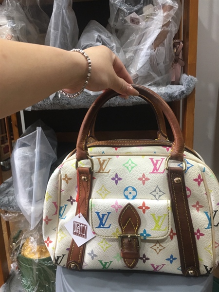 Túi LV trắng hoa nhiều màu size 27cm+