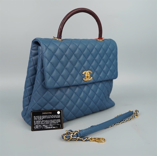 Túi Chanel handle xanh (24263799) sz32 (ALT-TAG) KG+
