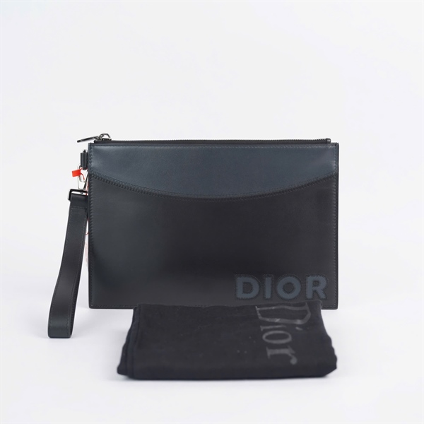 Túi Dior Clutch đen viền xám (29-BO-0213) sz26 (BQ) KG+