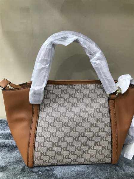 Túi Karl Lagerfeld Xám Vàng Bò Kèm Charm KG+