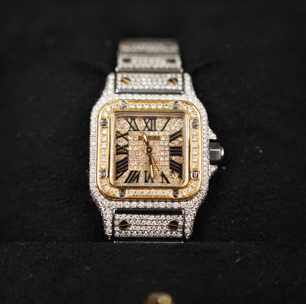 Đồng hồ Cartier bạc viền vàng mặt vuông (663345CD) (HC) +