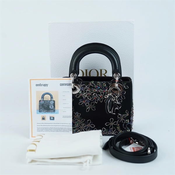 Túi Dior Lady đen đính cườm (04-MA-1126) szmini KG+