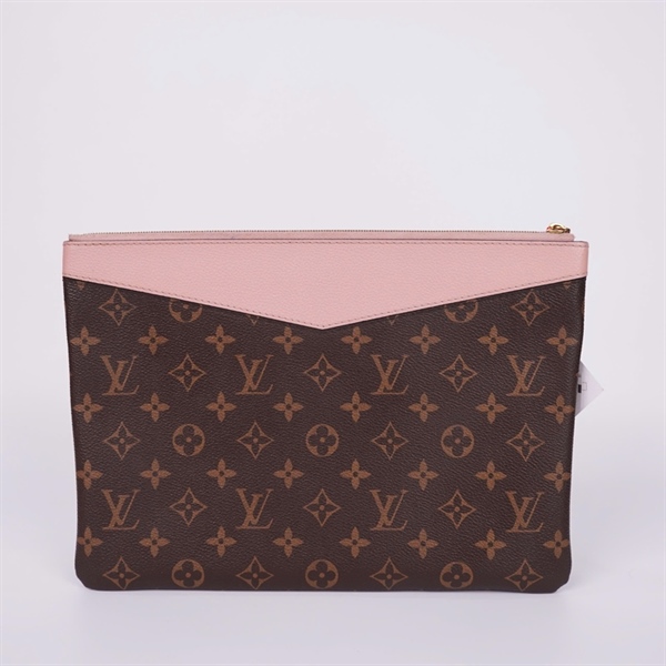 Túi LV clutch hoa nâu phối hồng TN4128 sz30 +