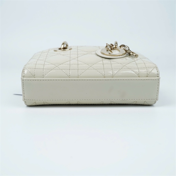 Túi Dior Joy trắng bóng 2 strap (10-MA-0224) sz17 (BMC) KG+