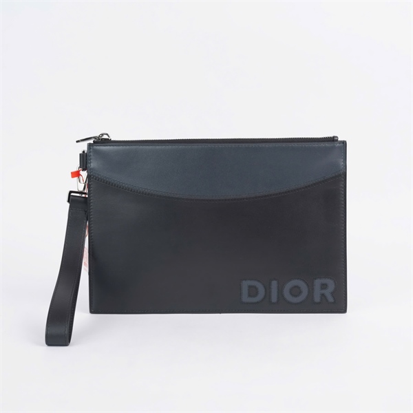 Túi Dior Clutch đen viền xám (29-BO-0213) sz26 (BQ) KG+