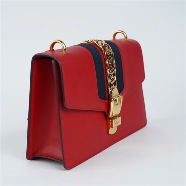 Túi GG Sylvie đỏ 2 strap (421882-486628) sz25 (TH) KG+