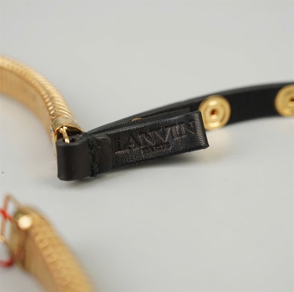 Thắt lưng Lanvin vàng+ đen bản 2cm dài 92cm +