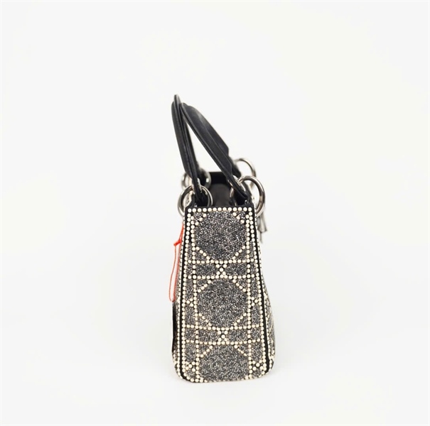 Túi Dior Lady đen trắng đính cướm szmini (HC) +