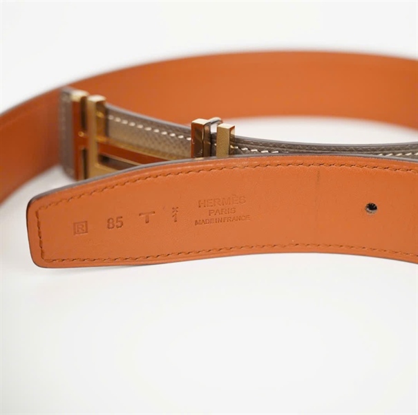 Thắt lưng Hermes xám cam bản 3cmx1m KG+