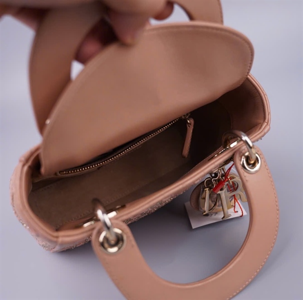 Túi Dior Lady nude đính cườm (04-MA-0280) szmini (HC) +
