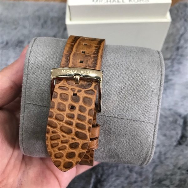 Đồng hồ MK mặt vàng tròn dây da+