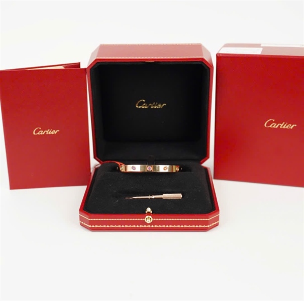 Vòng tay Cartier love bản dầy rose gold sz 17 +