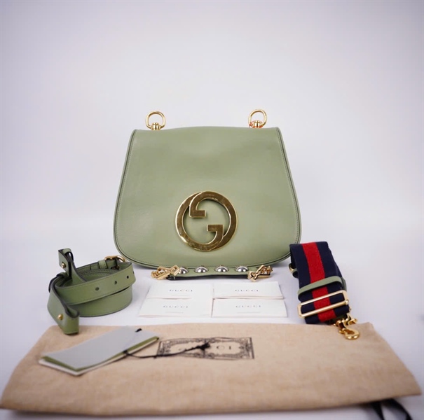 Túi GG Blondie xanh mint 3 strap sz28 (E039705895) +