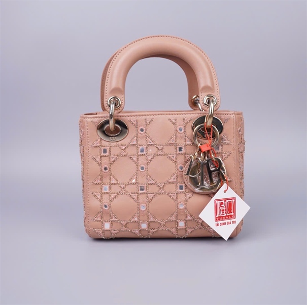 Túi Dior Lady nude đính cườm (04-MA-0280) szmini (HC) +