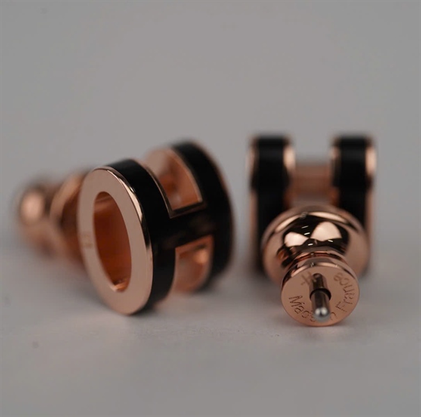 Bông tai Hermes Pop H đen MINI (A-T) KG+