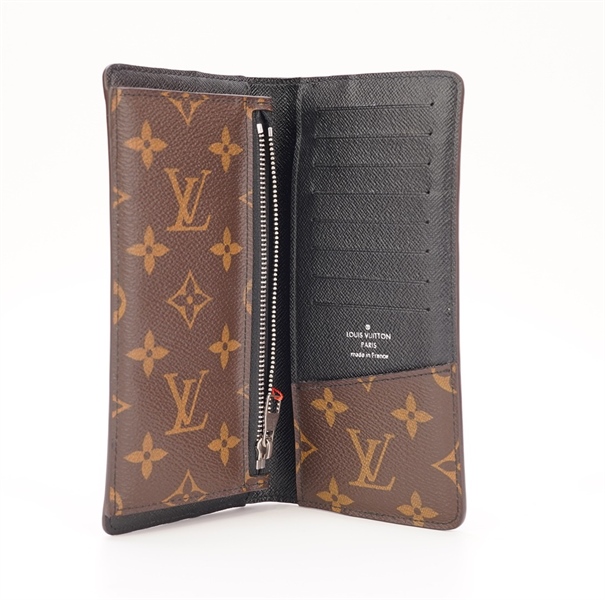 Ví dài LV hoa nâu phối da đen size 18cm +