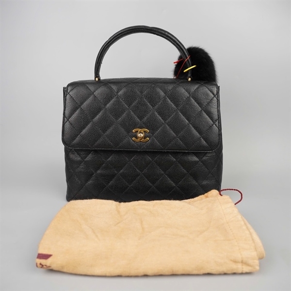 Túi Chanel Handle đen (6462169) kèm charm có lót form sz29 KG+