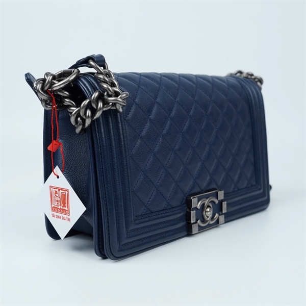 Túi Chanel Boy xanh (23529905) sz25 (A-T) KG+