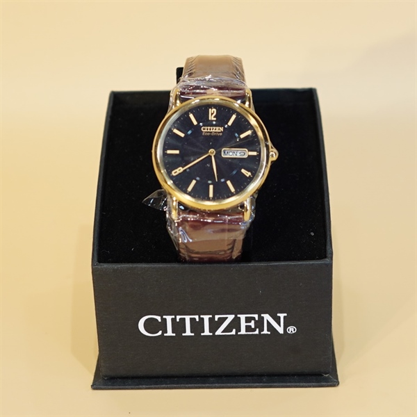 Đồng hồ nam Citizen dây da nâu KG+