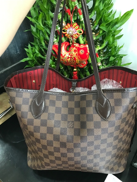 Túi Neverfull LV Ô Vuông Nâu Vàng+