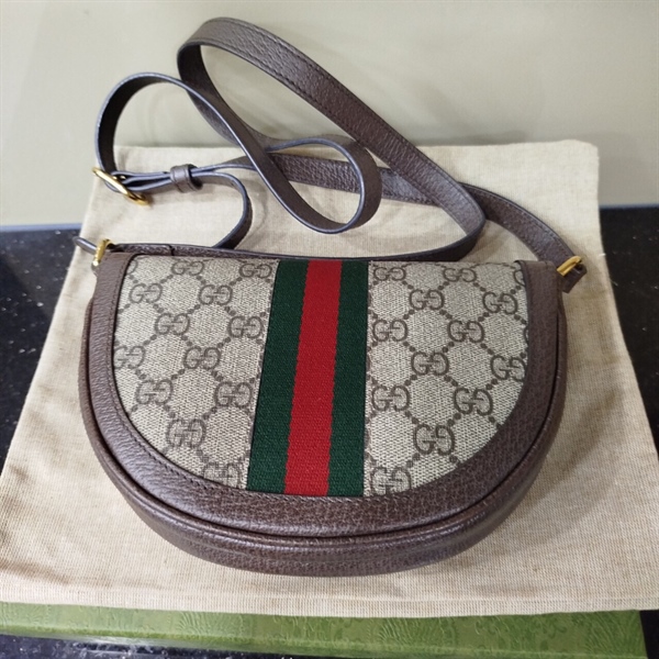 Túi GG Hình Cung Xám Đỏ PHôi Xanh Rêu+