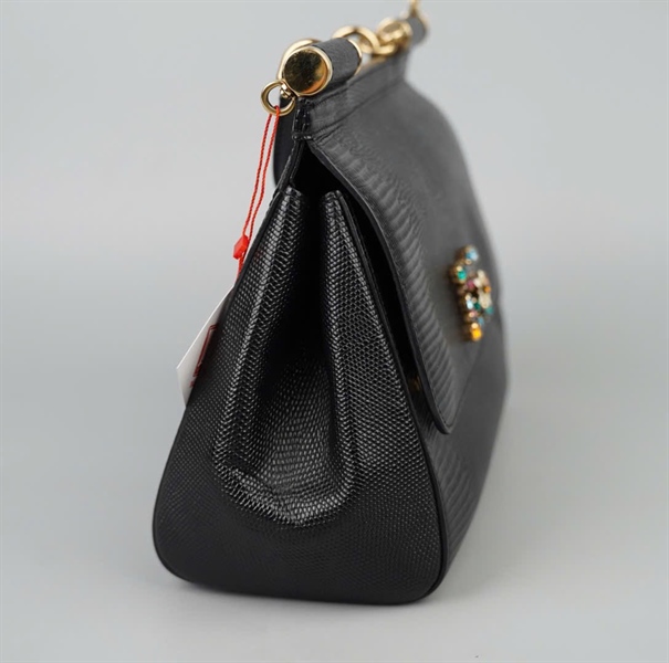 Túi D&G đen logo đính đá sz25 KG+