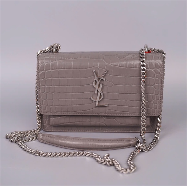 Túi YSL xám vân cá sấu sz17 KG+