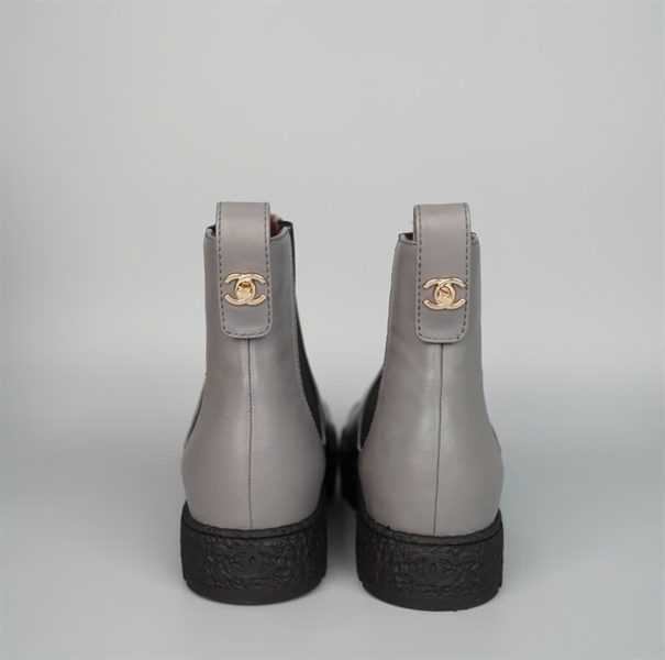 Giày Chanel boot xám đen đế cao Sz39C KG+