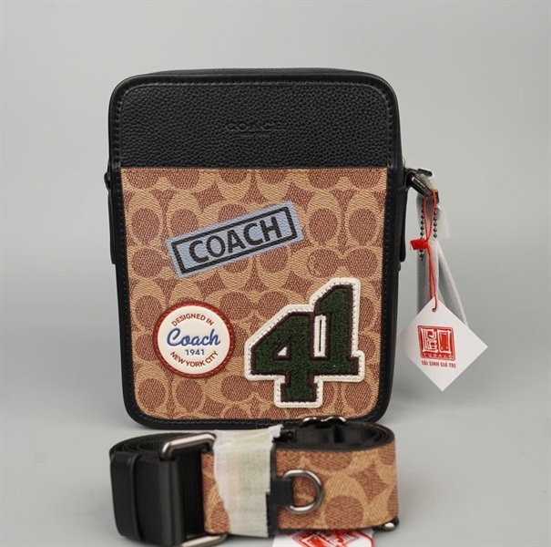 Túi Coach đeo chéo nâu in số 41 sz16 +