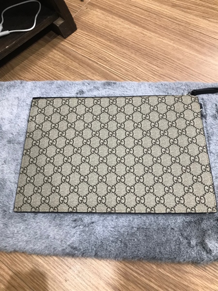 Túi Clutch GG xám con rắn đỏ 31cm KG+
