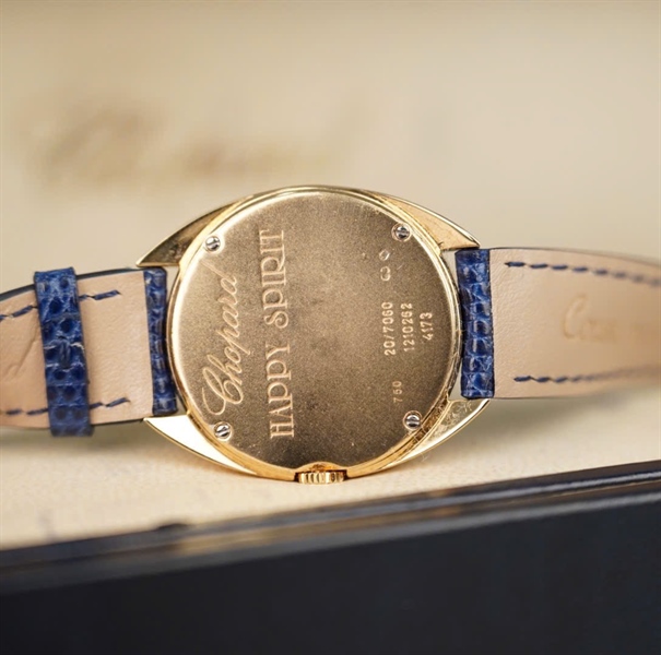 Đồng hồ Chopard mặt tròn vàng dây xanh (4173) KG+