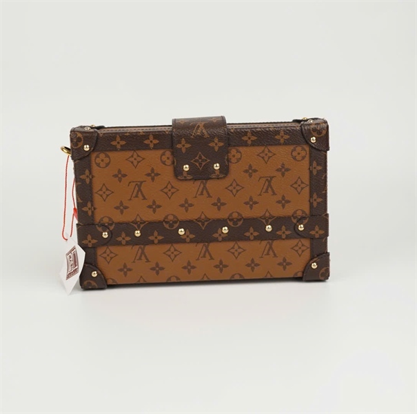 Túi LV trunk hoa nâu viền nâu size 20 +