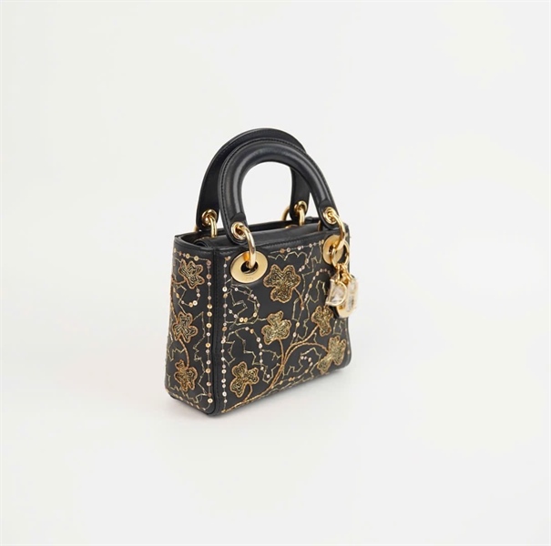 Túi Dior Lady đen đính cườm sz mini +