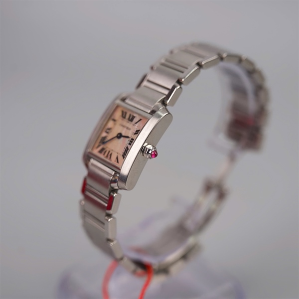 Đồng hồ Cartier bạc mặt vuông hồng (698720SX) sz20 (LTB) KG+