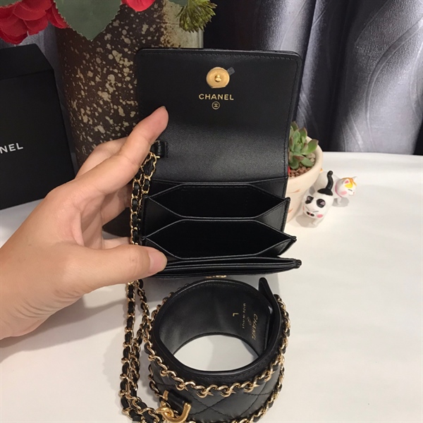 Set ví vòng tay Chanel đen +