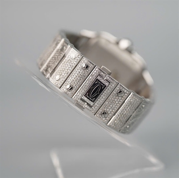 Đồng hồ Cartier mặt vuông quai full kim cương (145656ZX) sz38 (HC) +