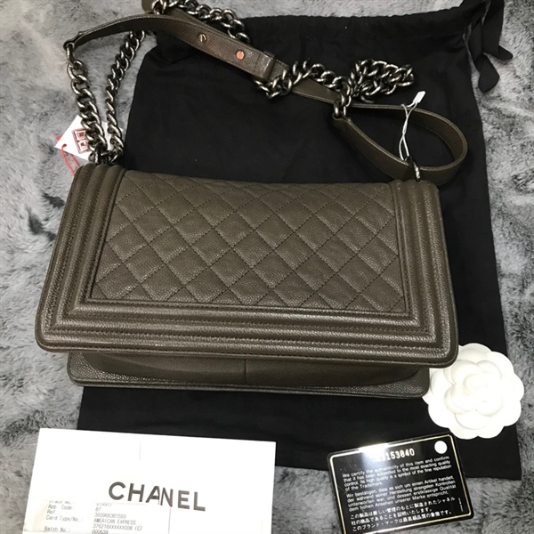 Túi Chanel Boy xanh rêu KG+