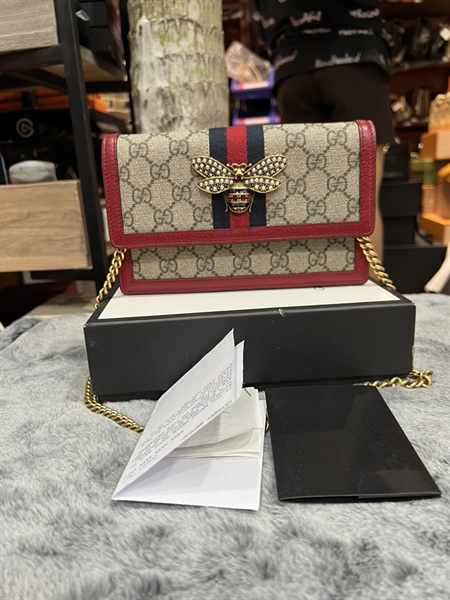 Túi GG con ong viền đỏ lòng đỏ +