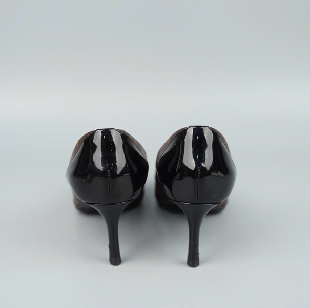 Giày LV hoa nâu sz38 cao 7p KG+
