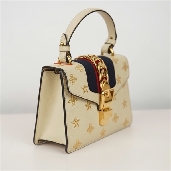 Túi GG Sylvie trắng 2strap (470270-493075) sz20 (BQ) KG+
