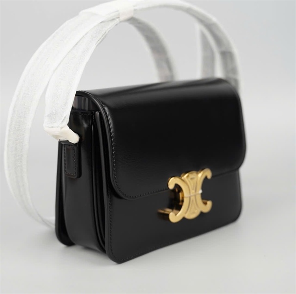 Túi Celine Triomphe đen bóng (U-RG-1204) sz18 (A-T) KG+