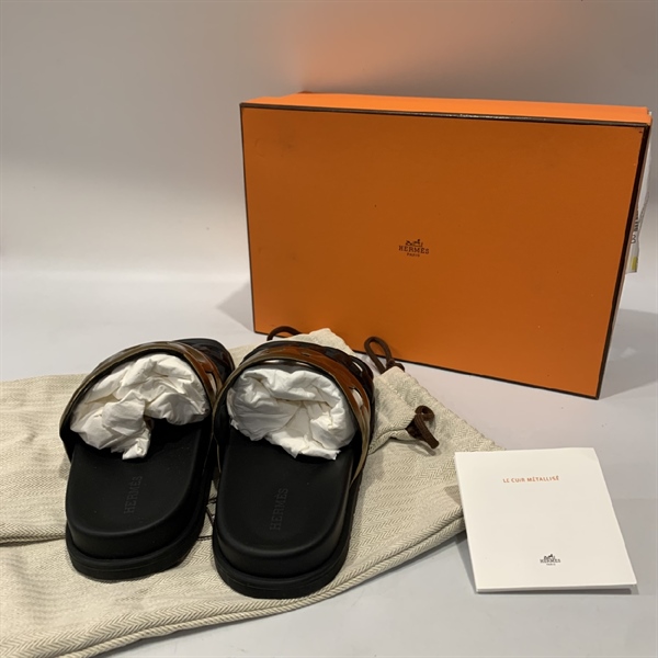 Dép Hermes Đen Vàng Size 36 KG+