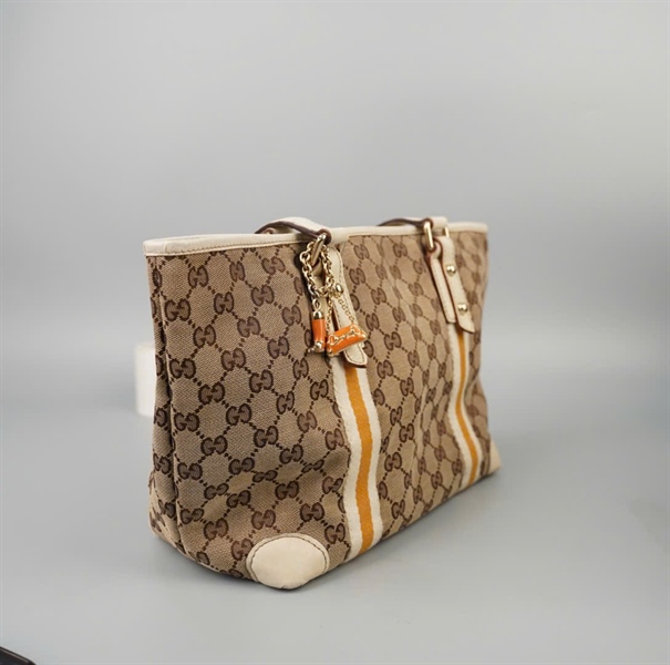 Túi GG tote màu xám viền trắng (137396467891) sz30 +