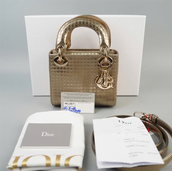 Túi Dior Lady vàng sz Mini KG+