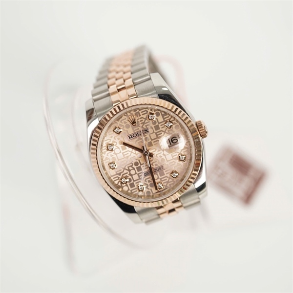 Đồng hồ Rolex mặt tròn viền vàng quai bạc (116231) (HC) KG+