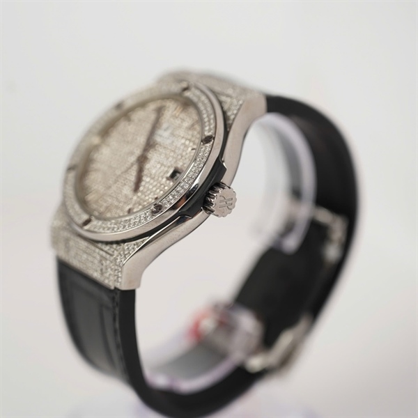 Đồng hồ Hublot mặt đính đá dây đen (1198318) sz42 (HC) KG+